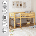 thumbnail image 7 of Tcbosik Low Loft Bed Twin Size, Wood Bed Frame with Ladder and Guardrail for Bedroom, Walnut, 7 of 7