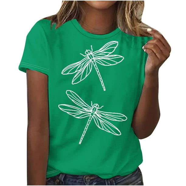 Camiseta de Manga Corta de Cuello Redondo Impresa para las Mujeres, Casual Diario Y Partido de Moda Superior