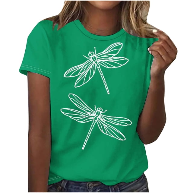 T-Shirts Graphiques pour Femmes, T-Shirt à Manches Courtes Imprimé avec Col Rond, Tissu Extensible Doux pour un Confort Quotidien et un Port Décontracté