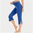 thumbnail image 4 of CFLVAEK Capri Leggings for Women Side Split High Waisted Yoga Pants Stretch Tummy Control Workout Running Capris Legging Blue XXL, 4 of 7