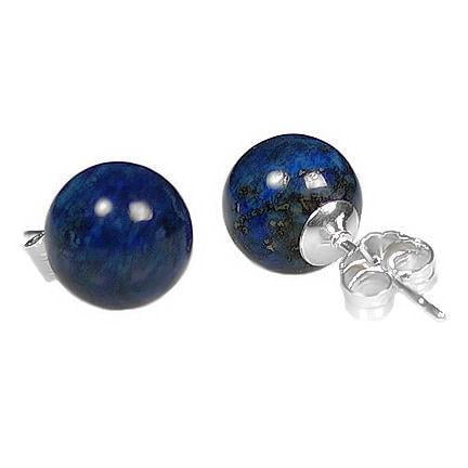 Lapis White Earrings - Trustmark 14K White Gold 10mm Natural Lapis Lazuli Ball Stud Earrings