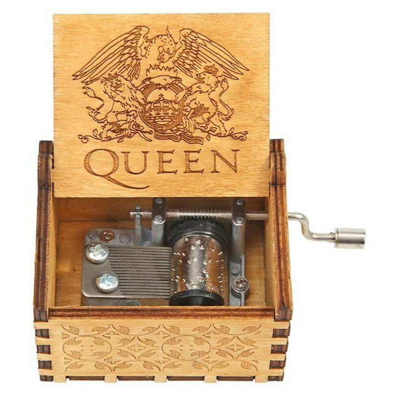 Music Box Wooden Engraved Queen love Mom Dad Kids Gift Christmas Xmas Ornament' 
