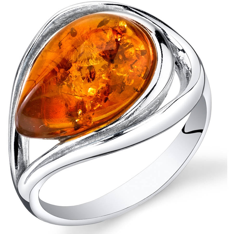 Multicolor Amber Sterling Silver Squares Ring