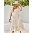 thumbnail image 2 of Nouvelle Robe d'Été Décontractée pour Femmes Couleur Unie Manches Feuille de Lotus tzw, 2 of 6