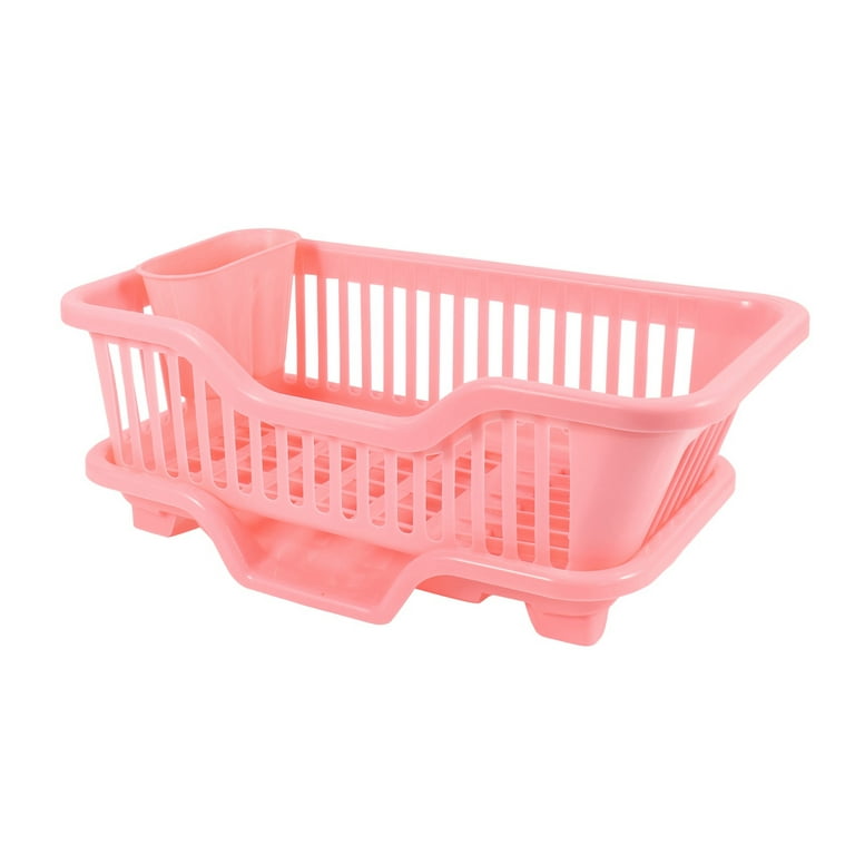 Rectangular Pink Plastic Kitchen Sink Dish Drainer, Size/Dimensions:  44X30.5X14.8cm
