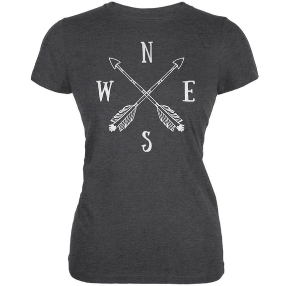 North South East West Arrows Dark Heather Juniors Soft T-Shirt - X-Large
