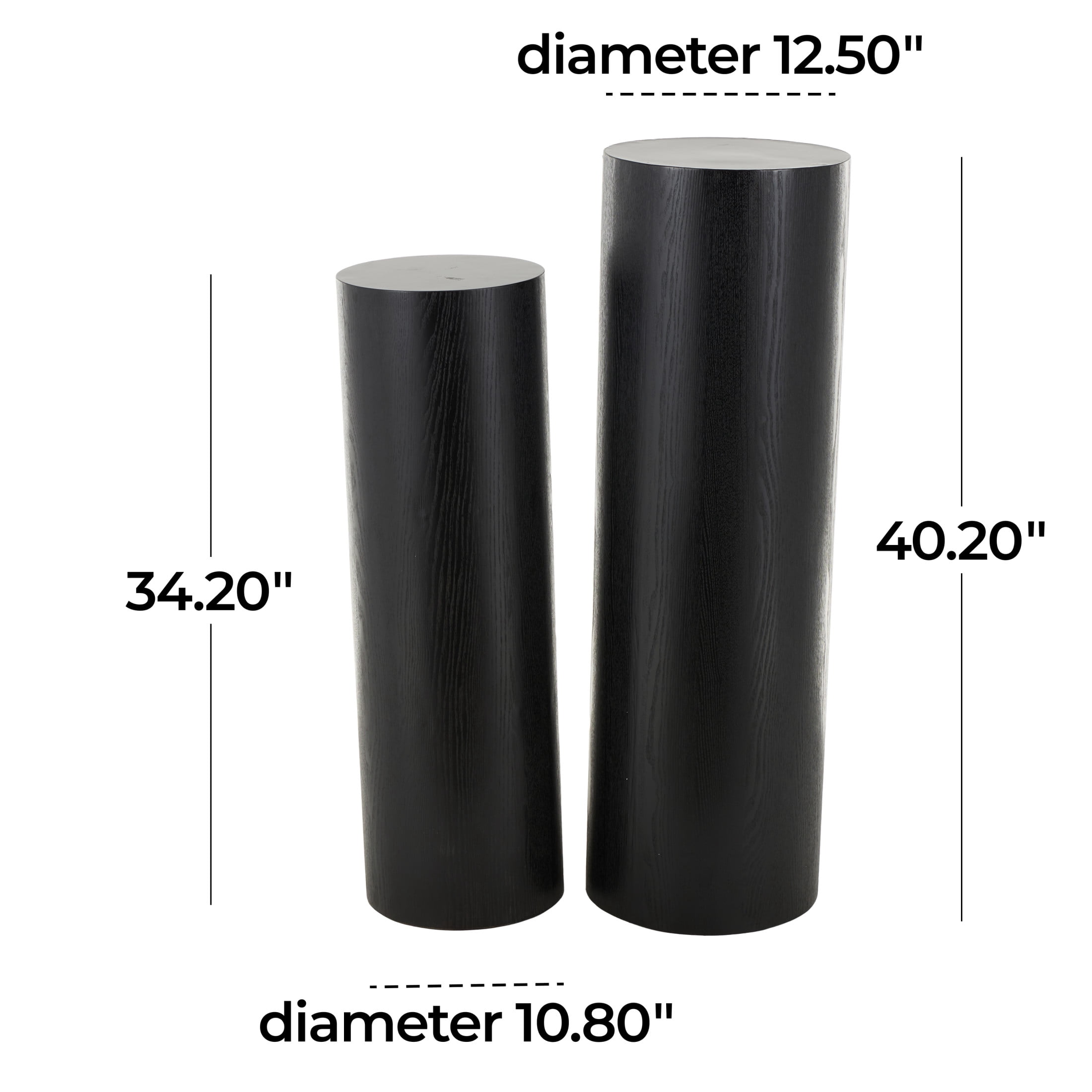 DecMode 40", 34"H Black Wood Handmade Pedestal Pedestal Table, 2-Pieces