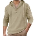 thumbnail image 2 of WIZUTIZ Mens Linen Henley Hoodies Long Sleeve Button Down Sweatshirts Drawstring Casual Beach Pullover Tops Fall Fashion Shirt, 2 of 5