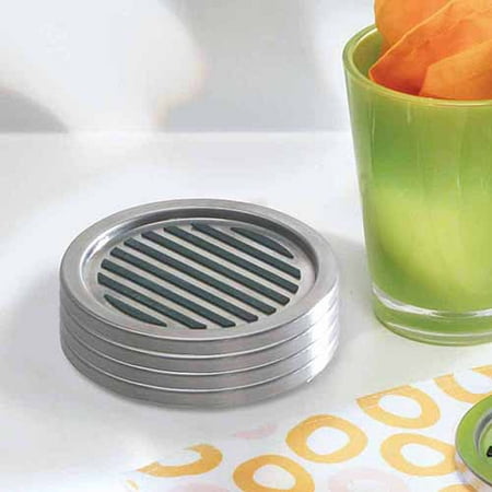 - InterDesign Forma Coasters, Set of 4, Brushed Stainless Steel/Black