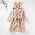 thumbnail image 2 of TOWED22 Toddler Robes Cute Pattern Bathrobe Unisex Kids Robe Baby Flannel Hoodie Pajamas Sleepwear(Khaki,3-4 Y), 2 of 9