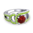 thumbnail image 3 of Diamond-Capitals 2.50 Carat Round Shape Garnet & Peridot Gemstone Trendy Wedding Ring for Fiancee 14K White Gold Size 8, 3 of 8