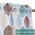 thumbnail image 3 of Short Valance Window Treatments Scandi Leaf Print Decorative Window Valance for Kitchen Living Room Bedroom Bathroom Teal/Taupe 2 x W 28" x H 45", 3 of 7