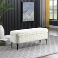 thumbnail image 2 of HomePop Large Modern Storage Bench with Metal Legs, 42"W x 14.5"D x 17.5"H, White Faux Fur, 2 of 11