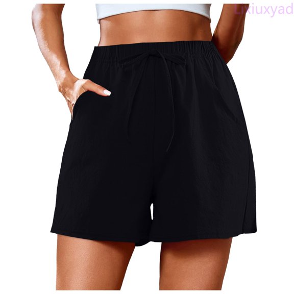 Lixiuxyad Trendy Shorts Women Casual Shorts Cute Soft Elastic Bottoms Boxer Shorts,Black L