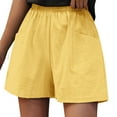 thumbnail image 3 of Linen Shorts for Women, Audhol Women's Summer Linen High Waisted Casual Thin Wide Leg Shorts Shorts for Women Yellow 2XL, 3 of 5