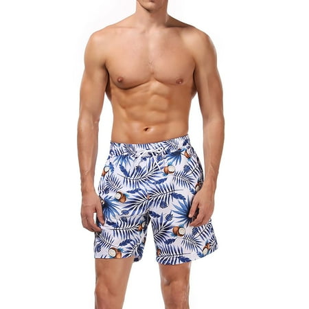 

Mens Summer Swim Trunks Quick Dry Floral Print Swim Shorts Funny Beach Shorts with Pockets Medium Blue