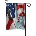thumbnail image 2 of Garden Flag Yard Decoration, American Flag Flying Bald Eagle Statue of Liberty Memorial Day Independence Day USA Flag Double-Sided Polyester House Banner for Home Decor, 12" x 18", 2 of 2