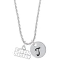 thumbnail image 1 of Delight Jewelry White ''Little Sister'' with Heart Silvertone Script Initial Disc - T - Charm Necklace, 20"+3", 1 of 4