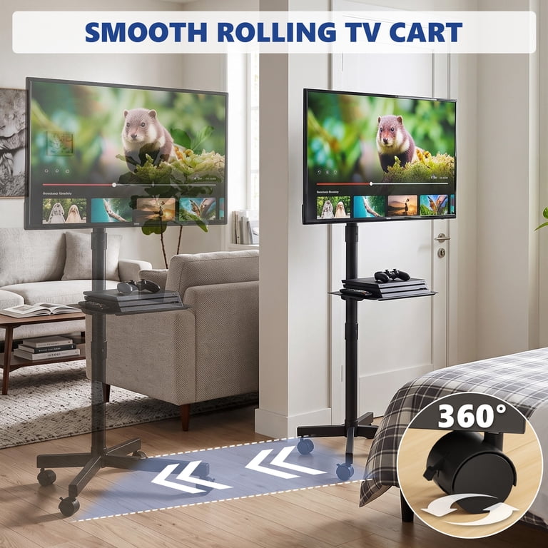 EDX Rolling Mobile TV Stand, 23–65 Inch, Height Adjustable photo 7
