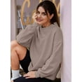 thumbnail image 3 of Womens Oversized Sweatshirts Highneck Pullover Long Sleeve Hoodies Tops Fall Fashion Outfits Clothes Coffee Color XL, 3 of 6
