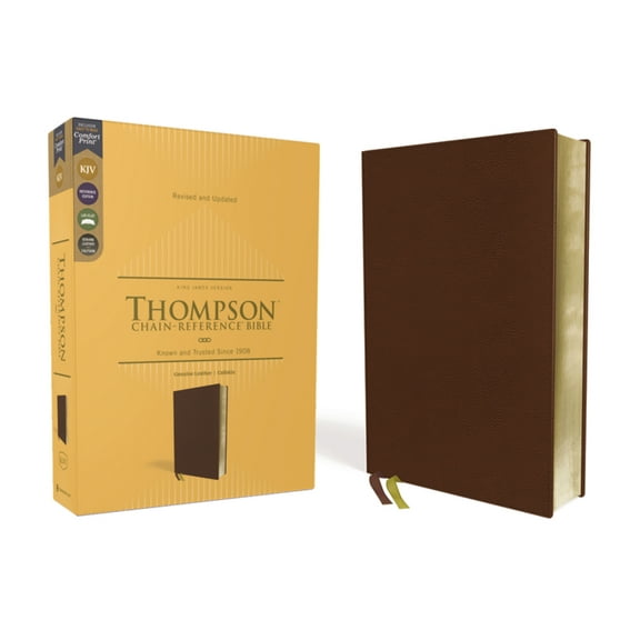 Kjv, Thompson Chain-Reference Bible, Genuine Leather, Calfskin, Brown, Red Letter, Comfort Print, (Hardcover)