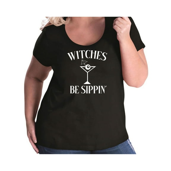 Witches Be Sippin' Womens Plus Size Scoopneck Tee