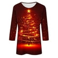 thumbnail image 5 of Gamivast Christmas Party Tops for Women Plus Size 3/4 Sleeve Xmas Trees Printed Blouse Winter Fall Crew Neck Holiday Tunic Tees Casual Loose Party T-Shirts Fashion Outfits 2025, 5 of 6