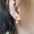 thumbnail image 5 of Dazzlingrock Collection 14K Round Blue Sapphire & White Diamond Ladies Halo Style Dangling Drop Earrings, Yellow Gold, 5 of 5