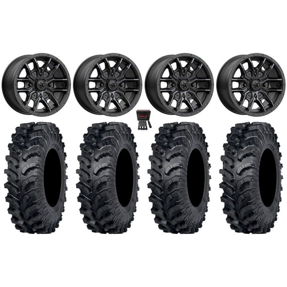 MSA Fang 14" Wheels Black 32" MT911 Tires Can-Am Maverick X3 / Honda Pioneer 1000 / Talon