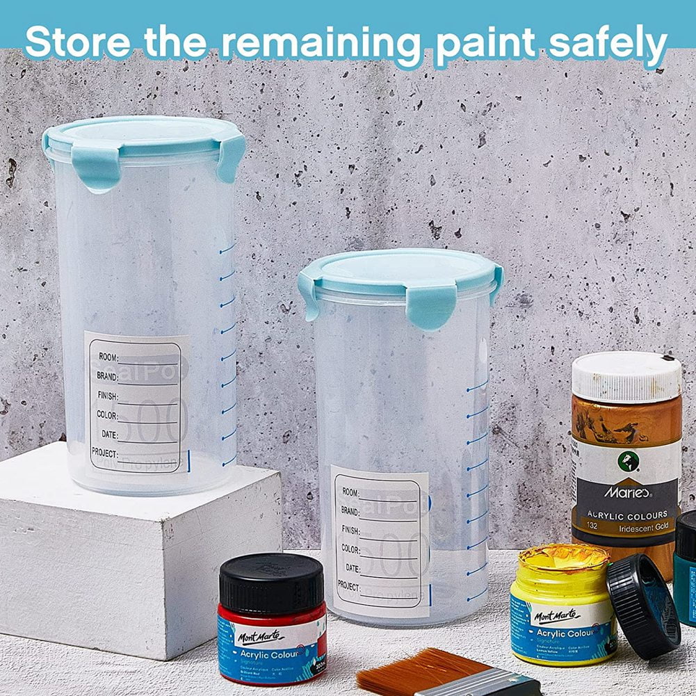 4 Pcs Plastic Paint Containers with Lids 50 Oz Paint Storage Containers for Leftover Paint Cups
