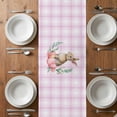 thumbnail image 6 of Pink Easter Table Runner - 36 Inch Long, Kitchen Dining Table Runner Dresser Scarves, Bunny Eggs Spring Floral Stripes Farmhouse Farmhouse Decor for Coffee Tables Wedding Party Banquet, 6 of 8