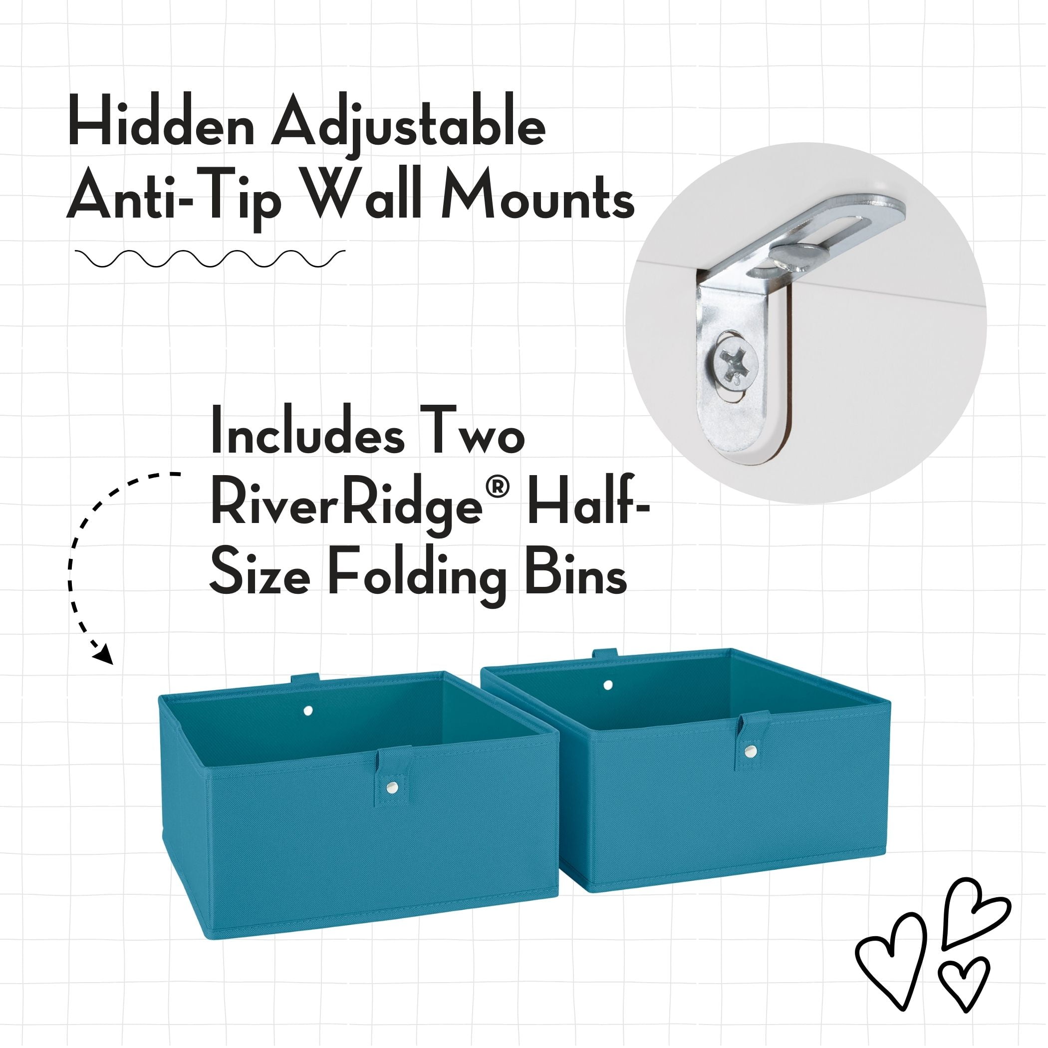 RiverRidge Kids 24in 4-Tier Ladder Shelf Toy Organizer, Book Storage, and 2 Taupe Bins