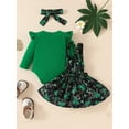 thumbnail image 4 of Newborn Baby Girl St. Patrick's Day Outfits Ruffle Long Sleeve Romper Lucky Clover Suspender Dress 3 6 9 12 18 Months Spring Clothes, 4 of 8