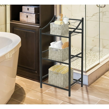 Square Storage Tote Sorbus Storage Box Woven Basket Bin Container Tote Cube Organizer Set Stackable Storage Basket Woven Strap Shelf Organizer Built-In Carry Handles (Square Round Woven Basket Set - 3 Piece, Beige) ()