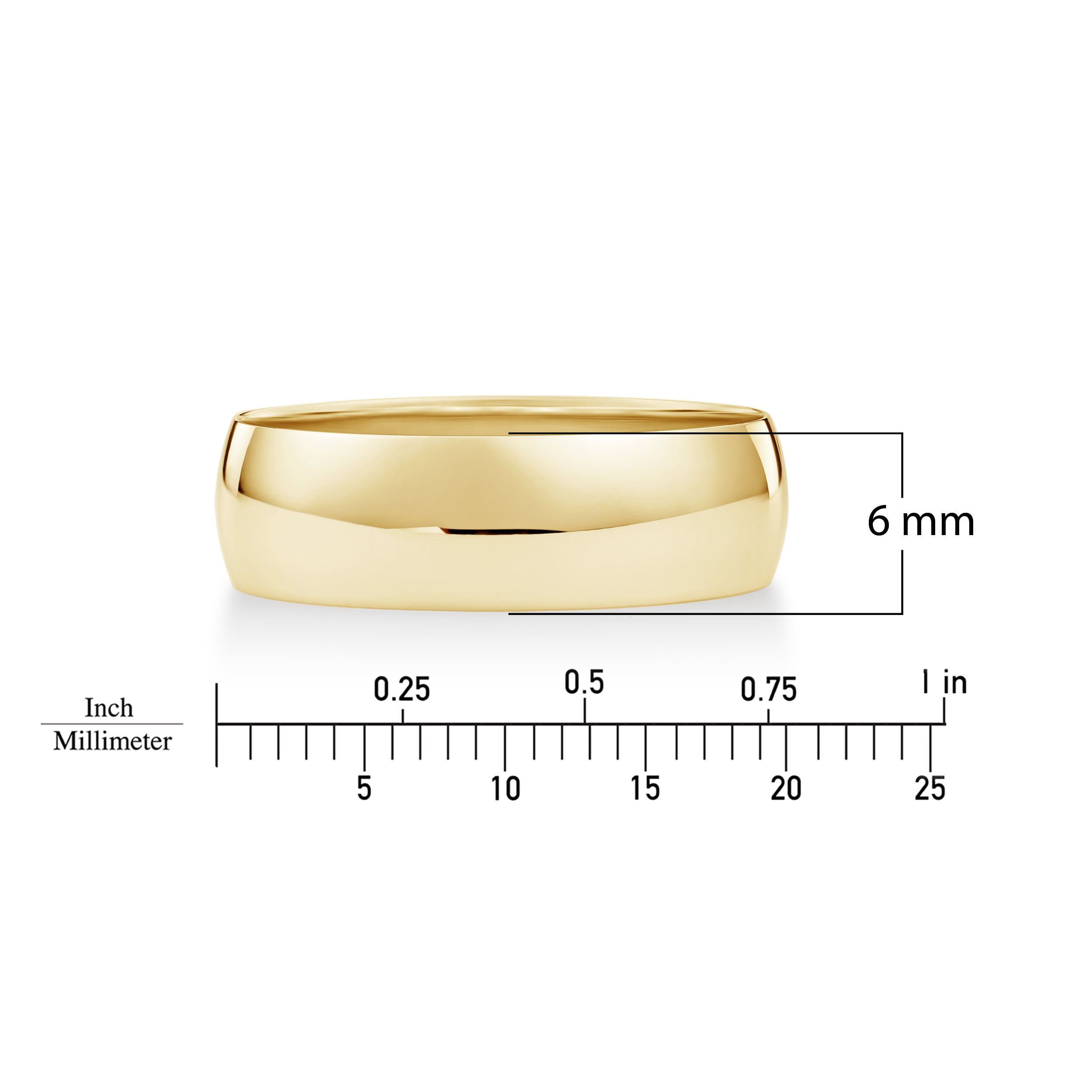 Men's 10K Yellow Gold 6mm Traditional Plain Wedding Band Ring Size 8.5