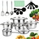thumbnail image 1 of Batería de Cocina de Acero Inoxidable, Juego de Ollas y Sartenes Antiadherentes, con Ollas y Espátulas Reforzadas, Apta para Cocinas Eléctricas y de Gas, Apta para Lavavajillas, 1 of 7
