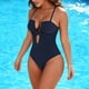 thumbnail image 1 of Trajes de baño para mujer, moda de verano para mujer, color sólido con cojín en el pecho y sin soporte de acero, traje de baño con tirantes sin espalda, trajes de baño para mujer, trajes de baño para, 1 of 9