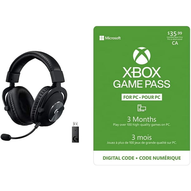 Casque de jeu sans fil Logitech G Pro X avec Microsoft Xbox Game Pass pour  PC – Abonnement de 3 mois 