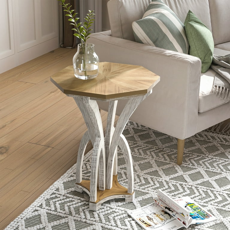 Octagon end shop table with storage