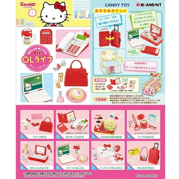 8pcs/set Original Rement Hello kitty OL Miniature scenes of office life Collection Action Figure toys