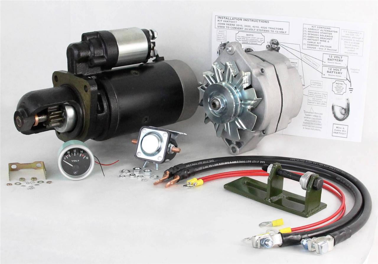 24 TO 12 VOLT ALTERNATOR STARTER CONVERSION KIT FITS JOHN DEERE TRACTOR 3010 TS-8000 TS-8000 TY16172 SE501474 - Walmart.com