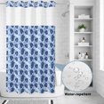 thumbnail image 2 of No Hook Shower Curtain, Monstera Leaves Shower Curtains for Bathroom with See Through Top Window, Summer Rustic Pastoral Palm Leaf Blue Waterproof & Washable Bath Curtain Stand Up Stall 36"x72", 2 of 8