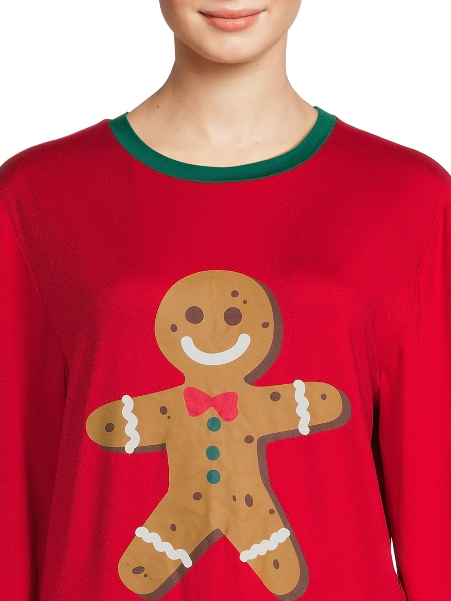 Jolly Jammies Women’s Holiday Gingerbread Matching Family Pajamas Set, 2-Piece, Sizes S-3X