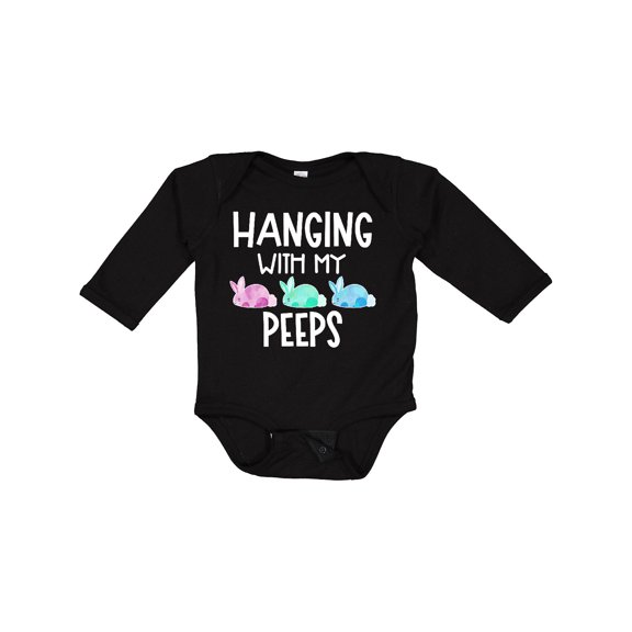 Inktastic Easter Hanging with My Peeps Pastel Bunnies Boys or Girls Long Sleeve Baby Bodysuit