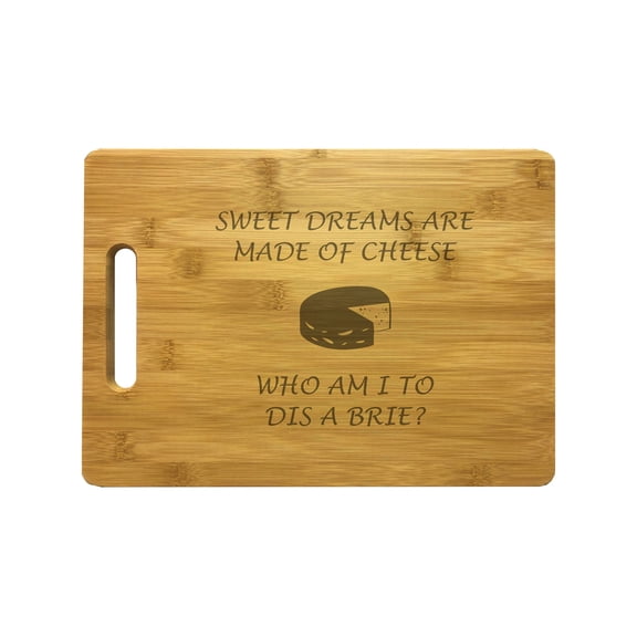PrecisionNC Funny Cheese Lover Gifts Sweet Dream are Made of Cheese Engraved Large Sized Natural Wood Cutting Board Bamboo