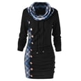 thumbnail image 2 of Hauts à Carreaux à Col pour Femmes avec Cordon de Serrage, Robe Tunique Décontractée à Manches Longues, Pull de Plage pour Femmes 2022, 2 of 4