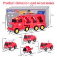 thumbnail image 5 of AOKESI 5 in 1 Carrier Truck Transport Cars Toy for Toddlers, Friction Power Fire Truck Vehicle Toys Set with Light and Sound, Gift Toys for Kids Boys Girls, Ages 3-6, 5 of 9