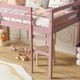 thumbnail image 3 of PAPROOS Solid Wood Twin-Size Low Loft Bed with Ladder, Pink, 3 of 7
