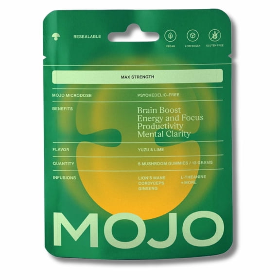 Mojo Microdose Max Strength Brain Boost Gummies – Yuzu Lime Flavor, 5 Count (1 Pack)