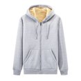 thumbnail image 2 of CCRFTGI Jackets for Men Fashion Thick Fleece Lined Hoodie Heavyweight Zip Up Sweatshirt Long Sleeve Hooded Coat with Pockets Gray 2XL, 2 of 5
